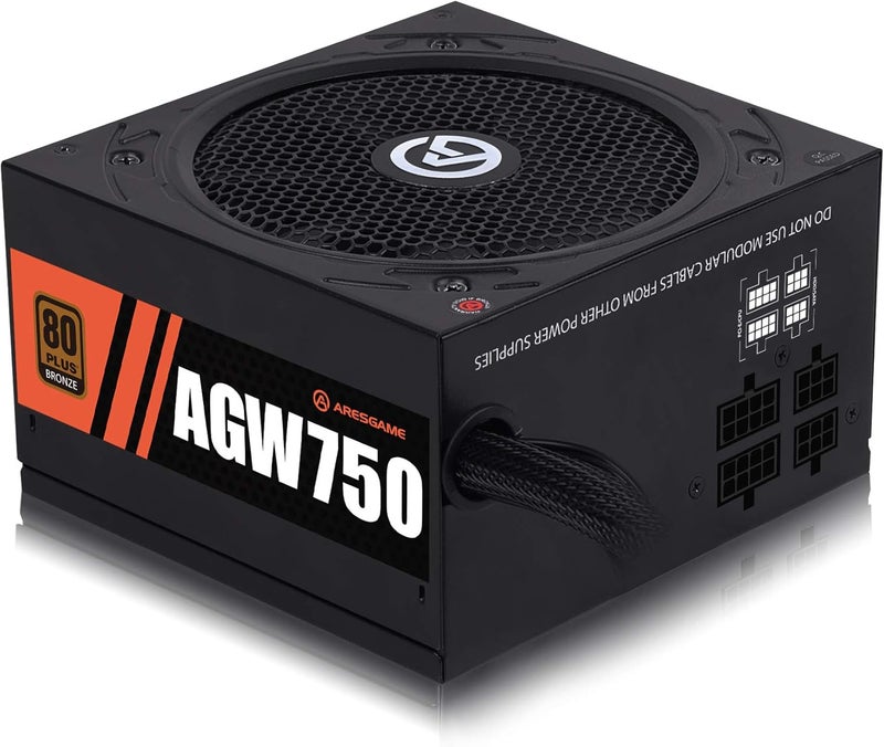 ARESGAME Power Supply 750W 80+ Bronze Certified PSU, Semi Modular, ATX Power Supply (, AGW750) - Image 1
